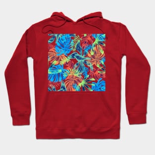 Tropical Neon Leaves Pattern Hoodie